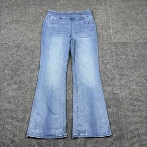 American Eagle Luxe Stretch Flare Jeans Blue Pull On High Rise Large Short